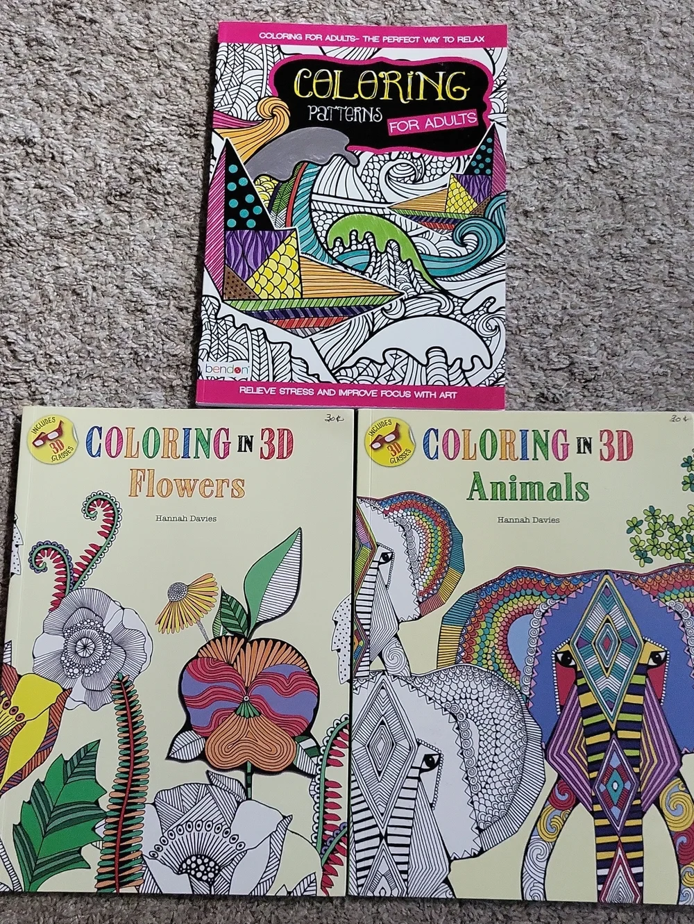 Coloring Patterns & Two 3D Coloring Books Set - Adult Coloring